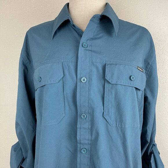 EUC Eddie Bauer Blue Breathable and water repellent Outdoor Shirt Size TL - Picture 2 of 7